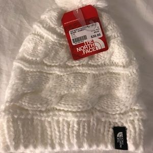 The North Face White Triple Cable Beanie